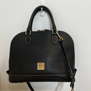 Dooney & Bourke Black Pebbled Leather Dome Satchel with Gold Hardware RARE